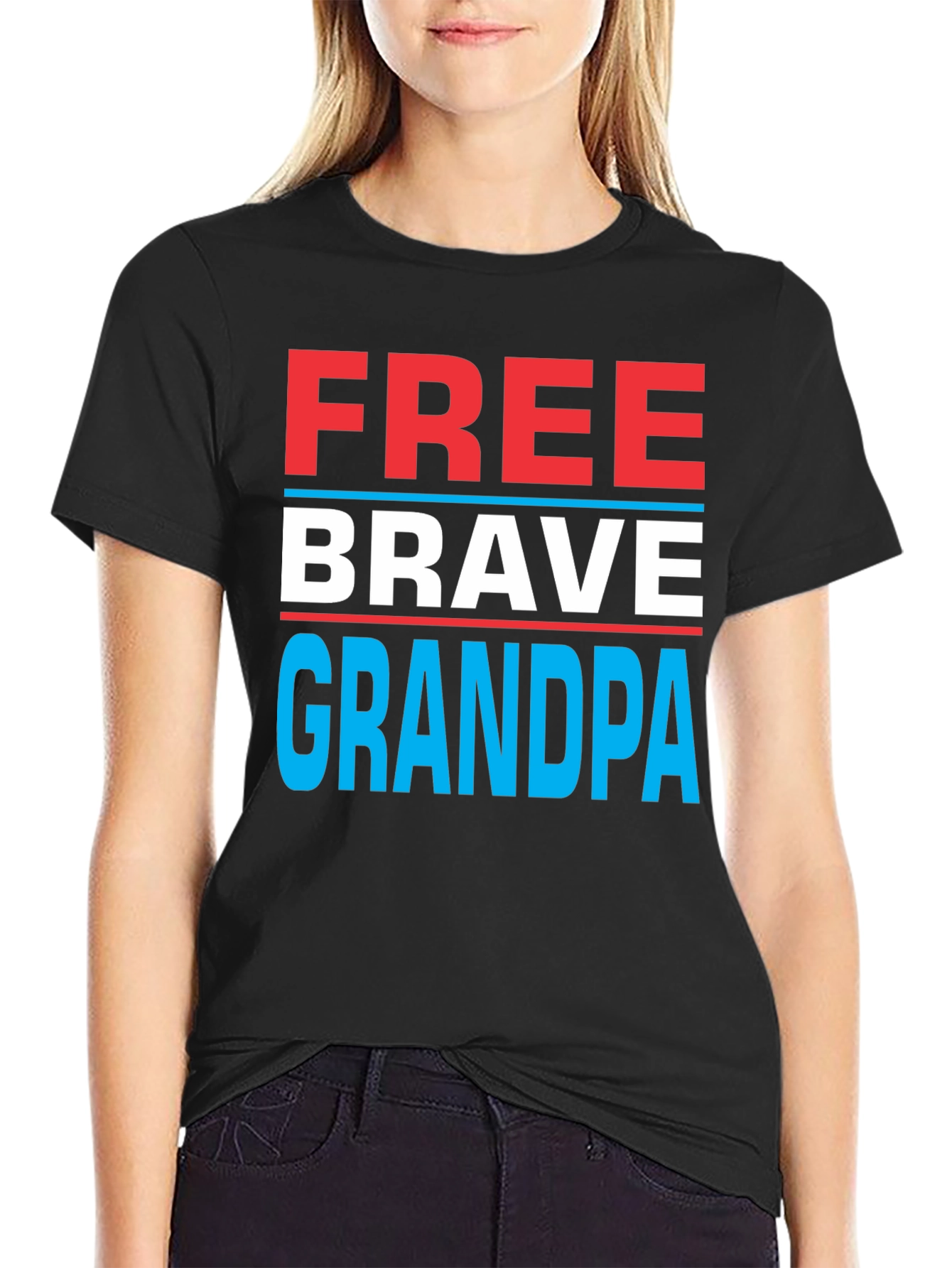 Free Brave Grandpa Graphic T-Shirt - Patriotic Design