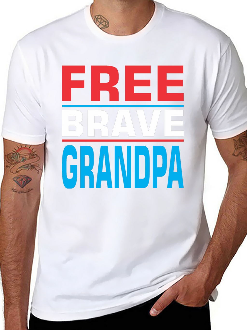 Free Brave Grandpa Graphic T-Shirt - Patriotic Design