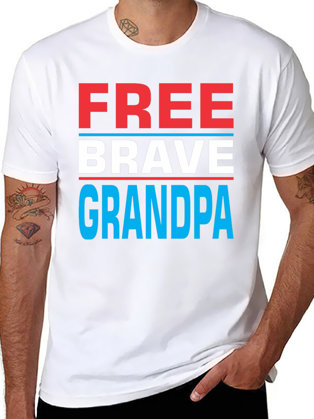 Free Brave Grandpa Graphic T-Shirt - Patriotic Design