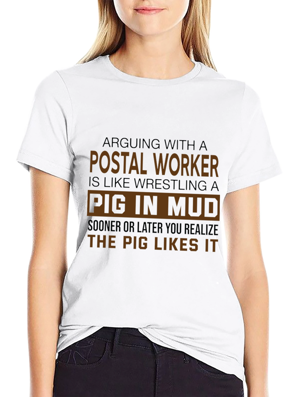 Postal Worker Pig in Mud Graphic T-Shirt