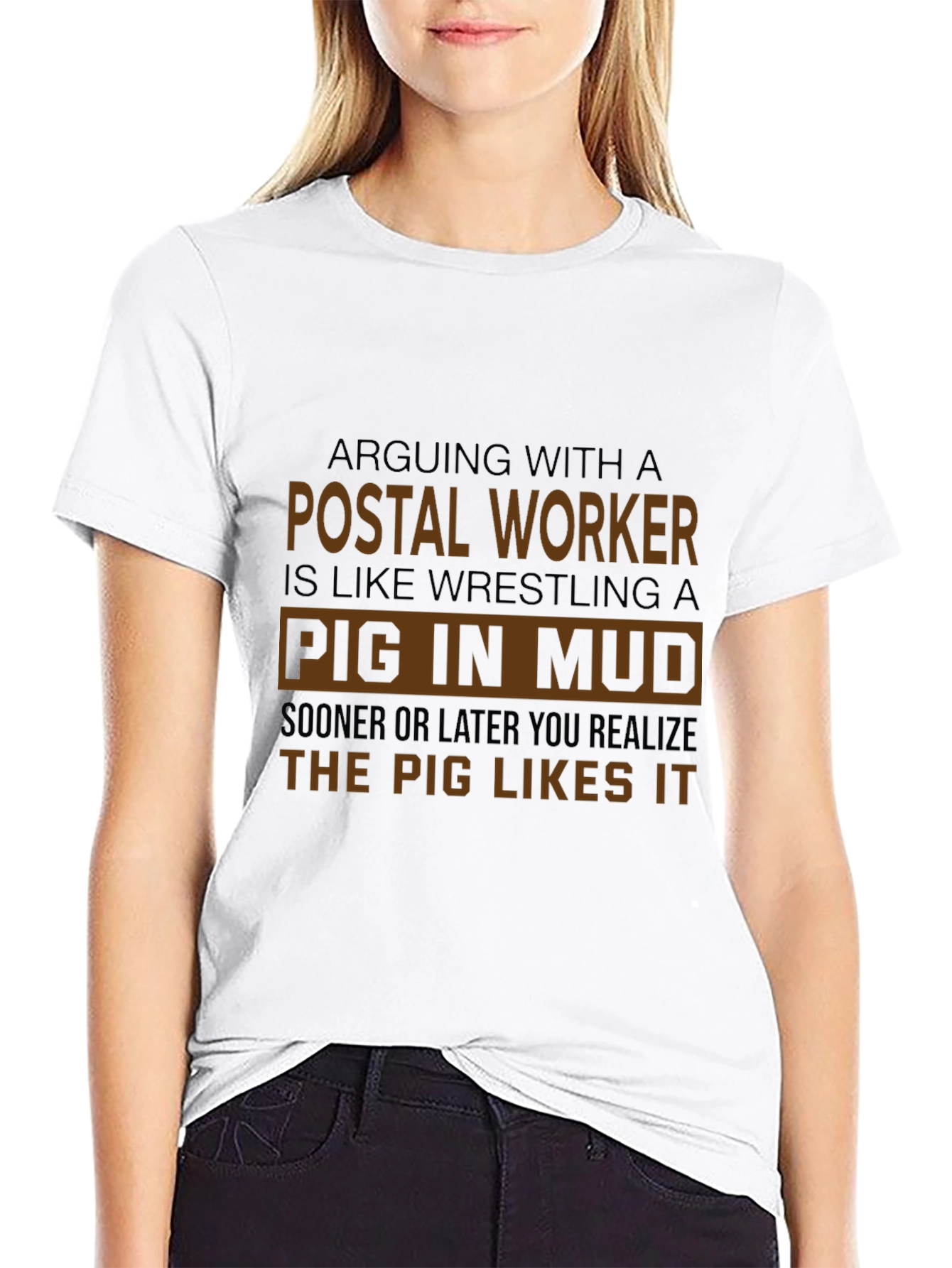 Postal Worker Pig in Mud Graphic T-Shirt
