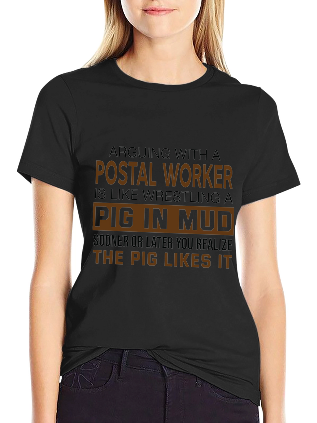 Postal Worker Pig in Mud Graphic T-Shirt