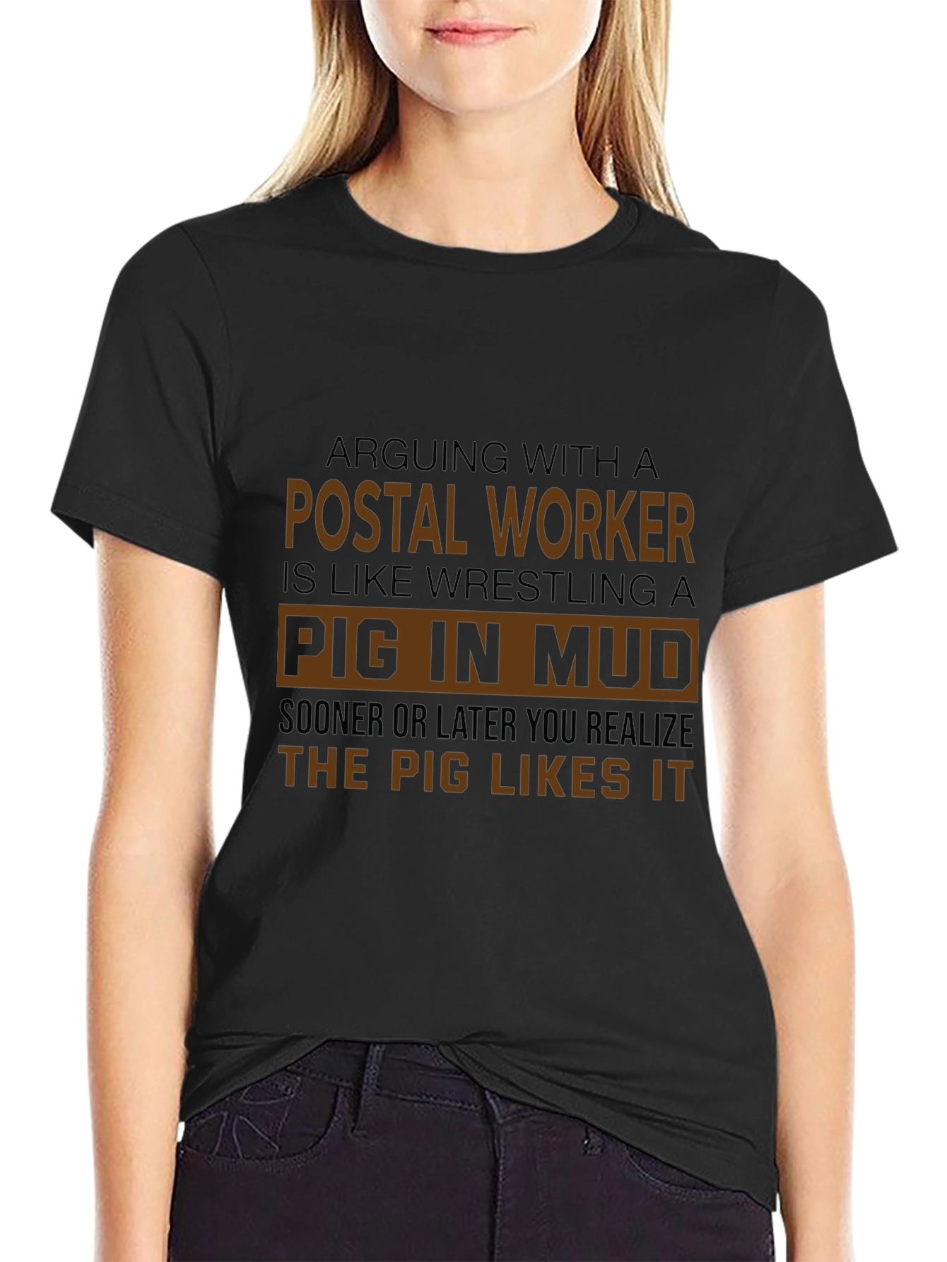 Postal Worker Pig in Mud Graphic T-Shirt
