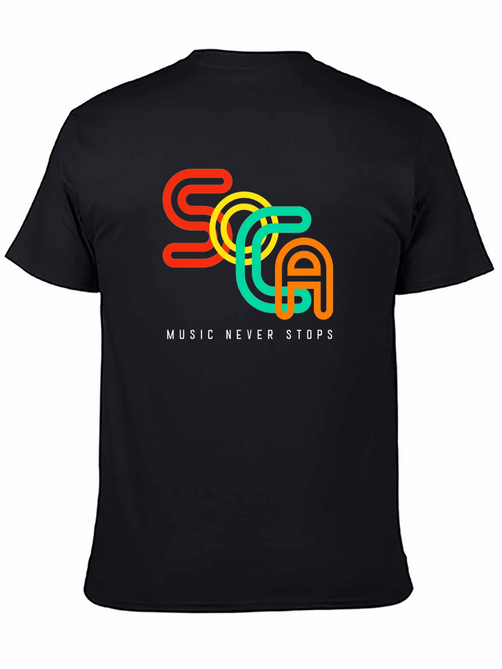 Soca Music Never Stops Black T-Shirt