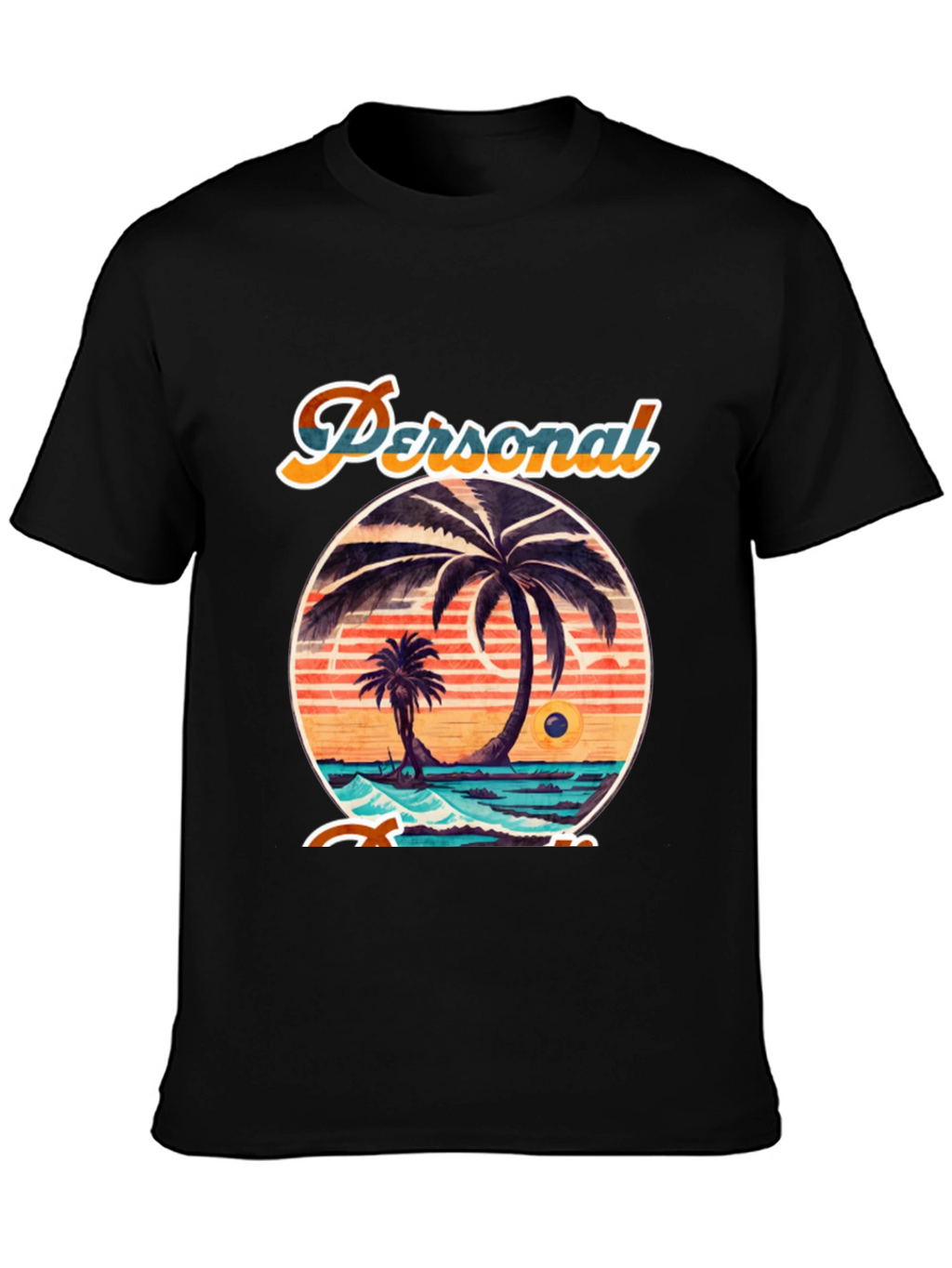 Retro Beach Vibes Black T-Shirt