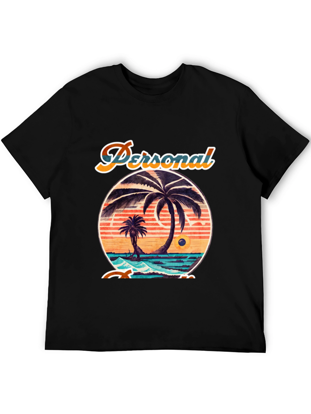 Retro Beach Vibes Black T-Shirt