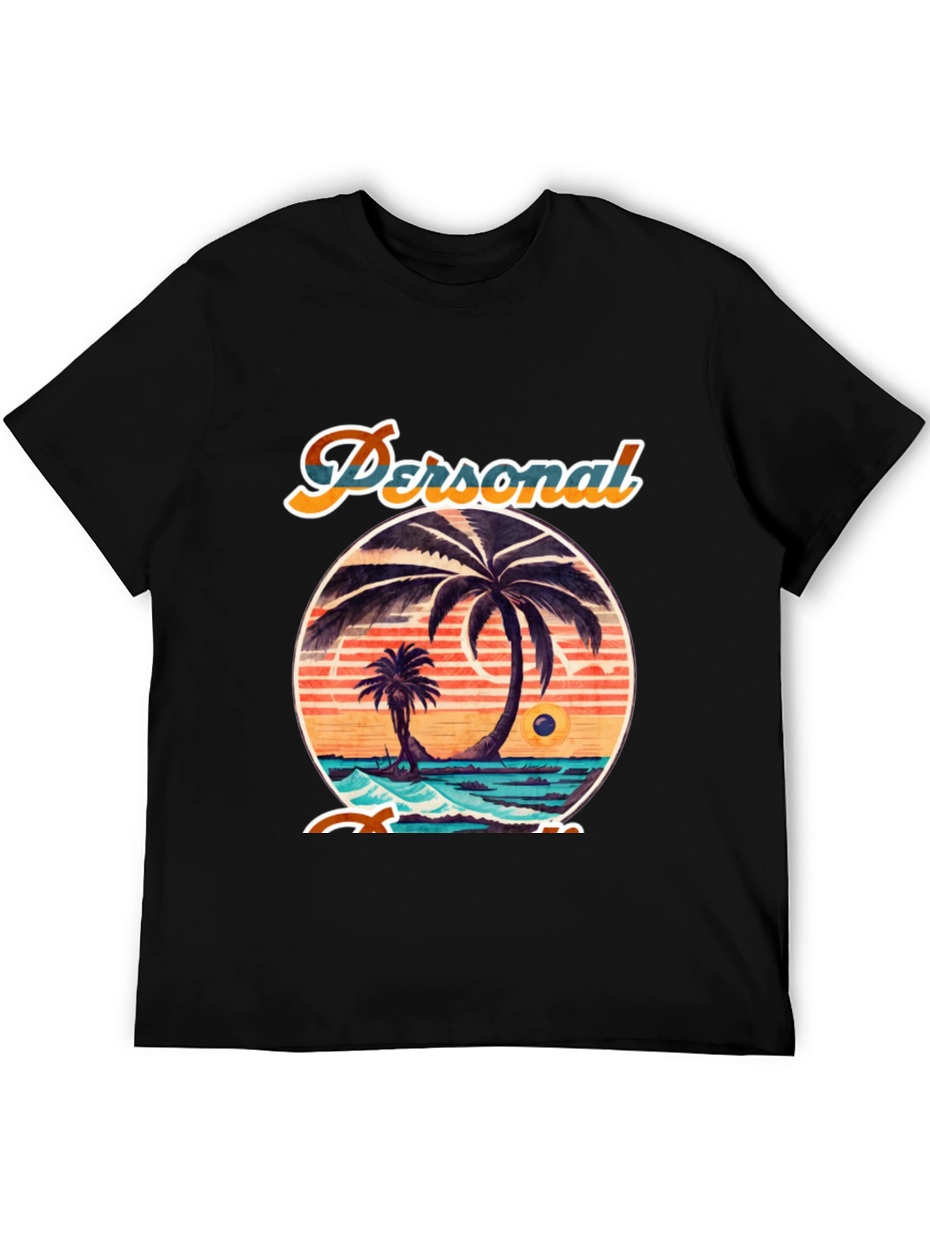 Retro Beach Vibes Black T-Shirt