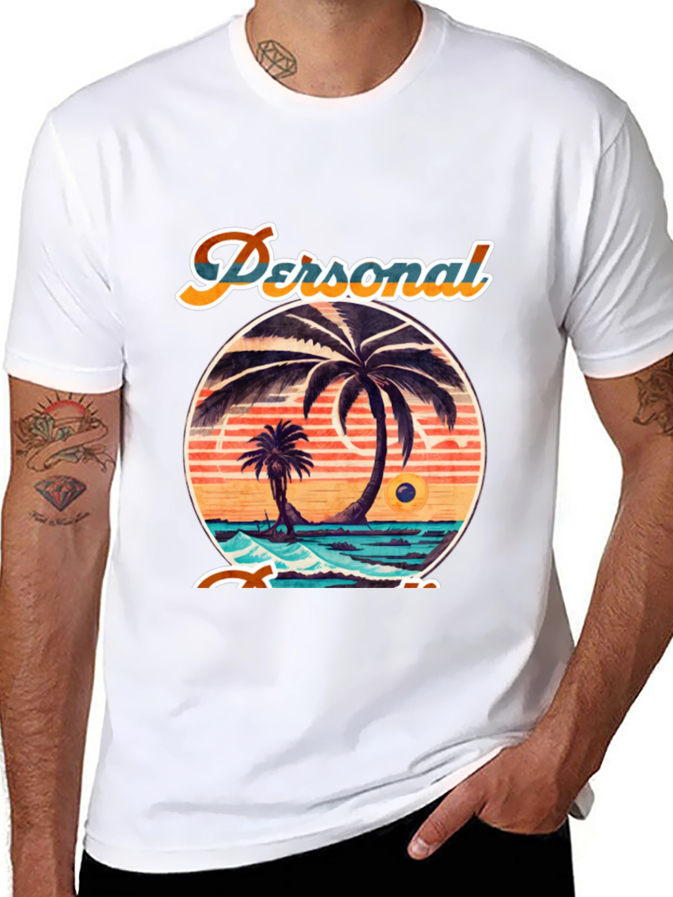 Retro Beach Vibes Black T-Shirt