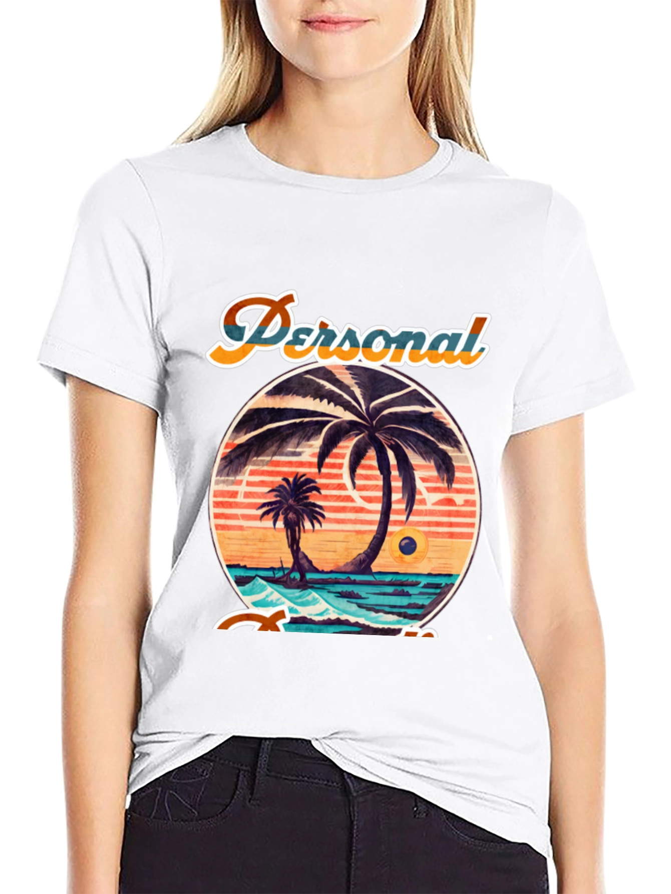 Retro Beach Vibes Black T-Shirt