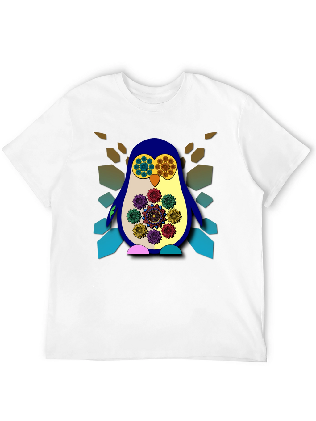 Funky Penguin Graphic Tee - Artistic Mens Black T-Shirt