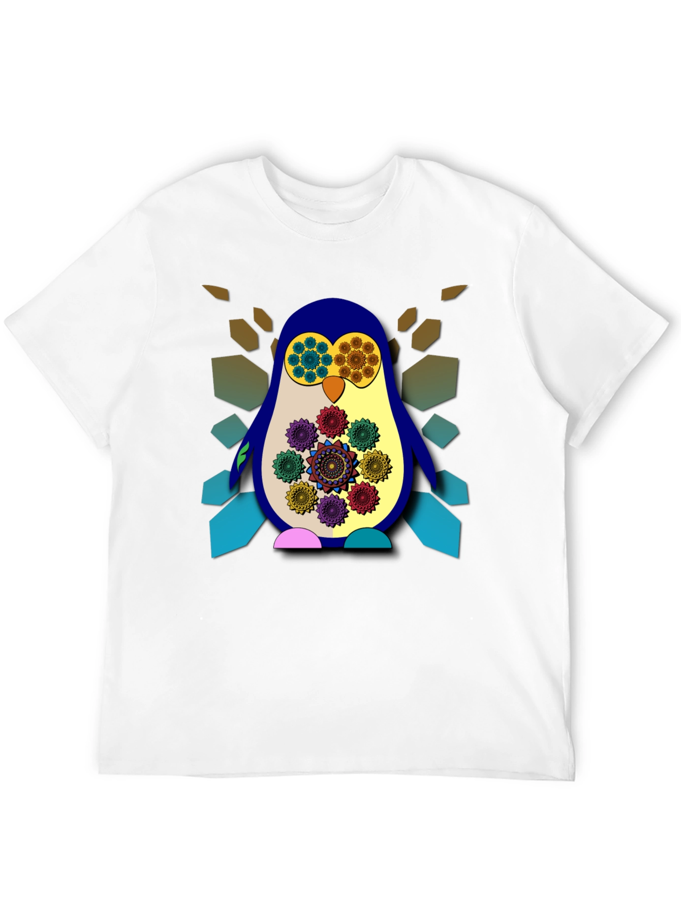 Funky Penguin Graphic Tee - Artistic Mens Black T-Shirt