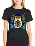 Funky Penguin Graphic Tee - Artistic Mens Black T-Shirt