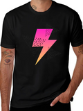 Retro Lightning Bolt Graphic Tee - Black