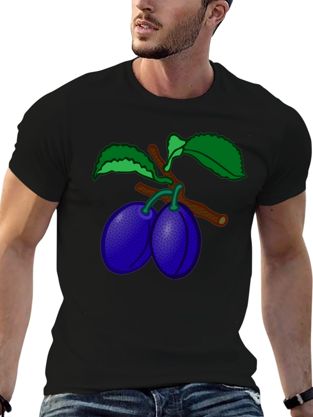 Plum Branch Graphic T-Shirt - Stylish Black Tee