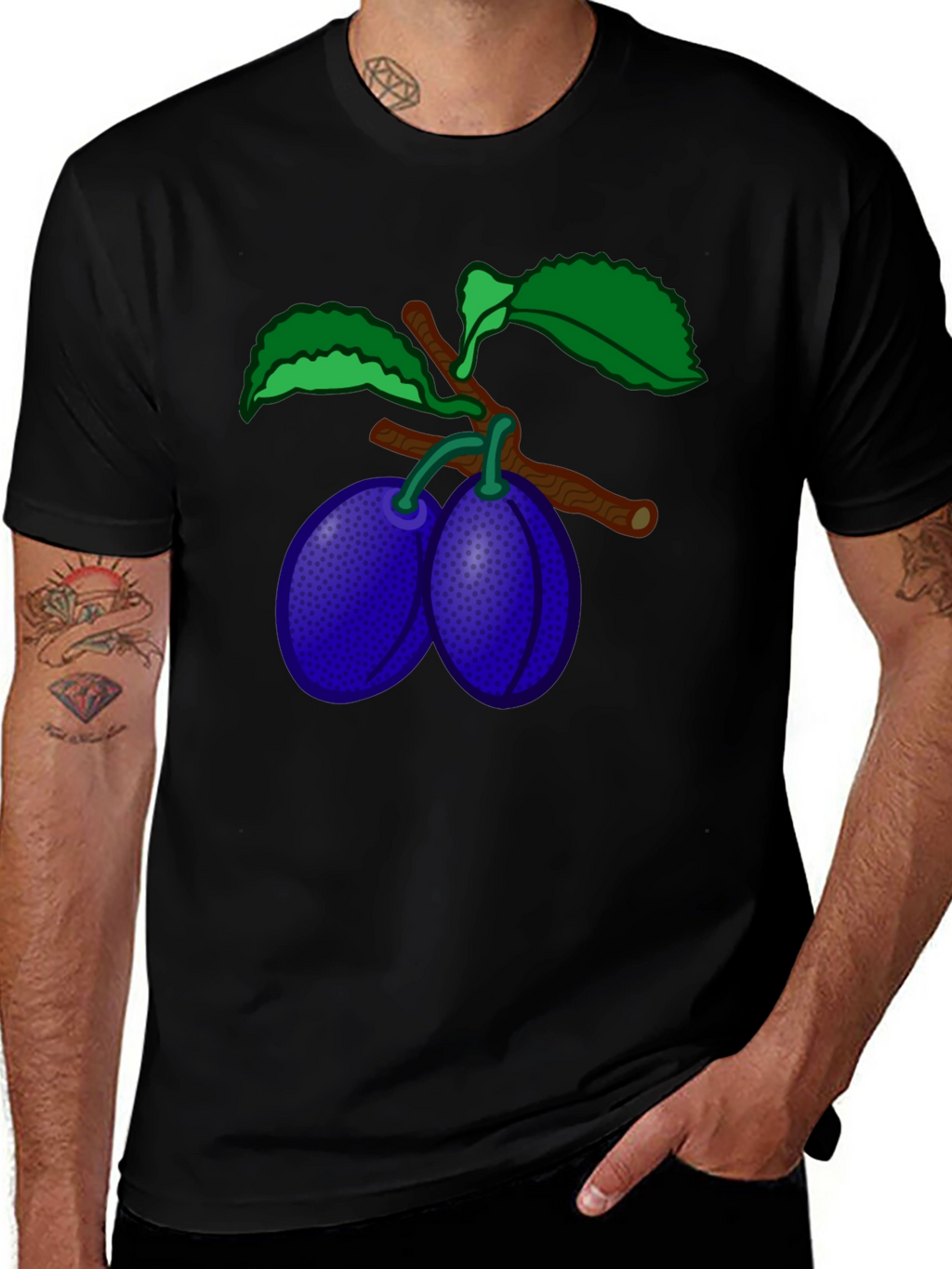 Plum Branch Graphic T-Shirt - Stylish Black Tee