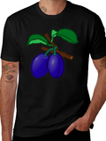 Plum Branch Graphic T-Shirt - Stylish Black Tee