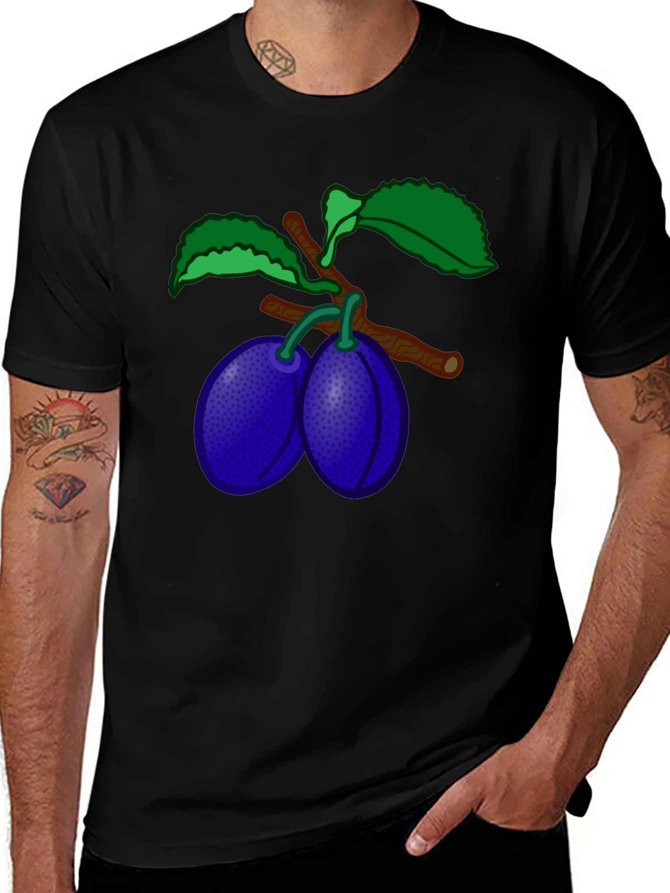Plum Branch Graphic T-Shirt - Stylish Black Tee