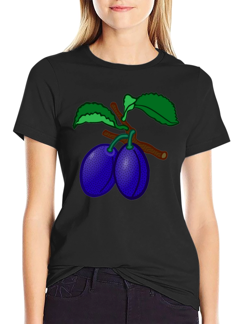 Plum Branch Graphic T-Shirt - Stylish Black Tee