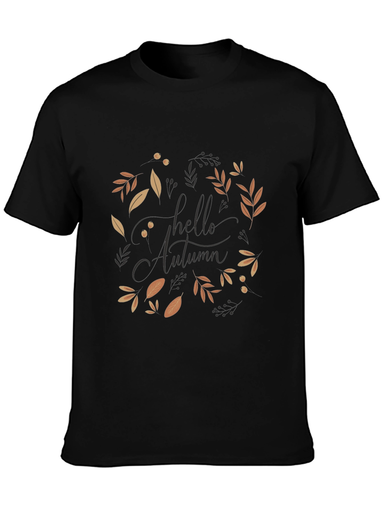 Autumn Leaves Black Graphic T-Shirt