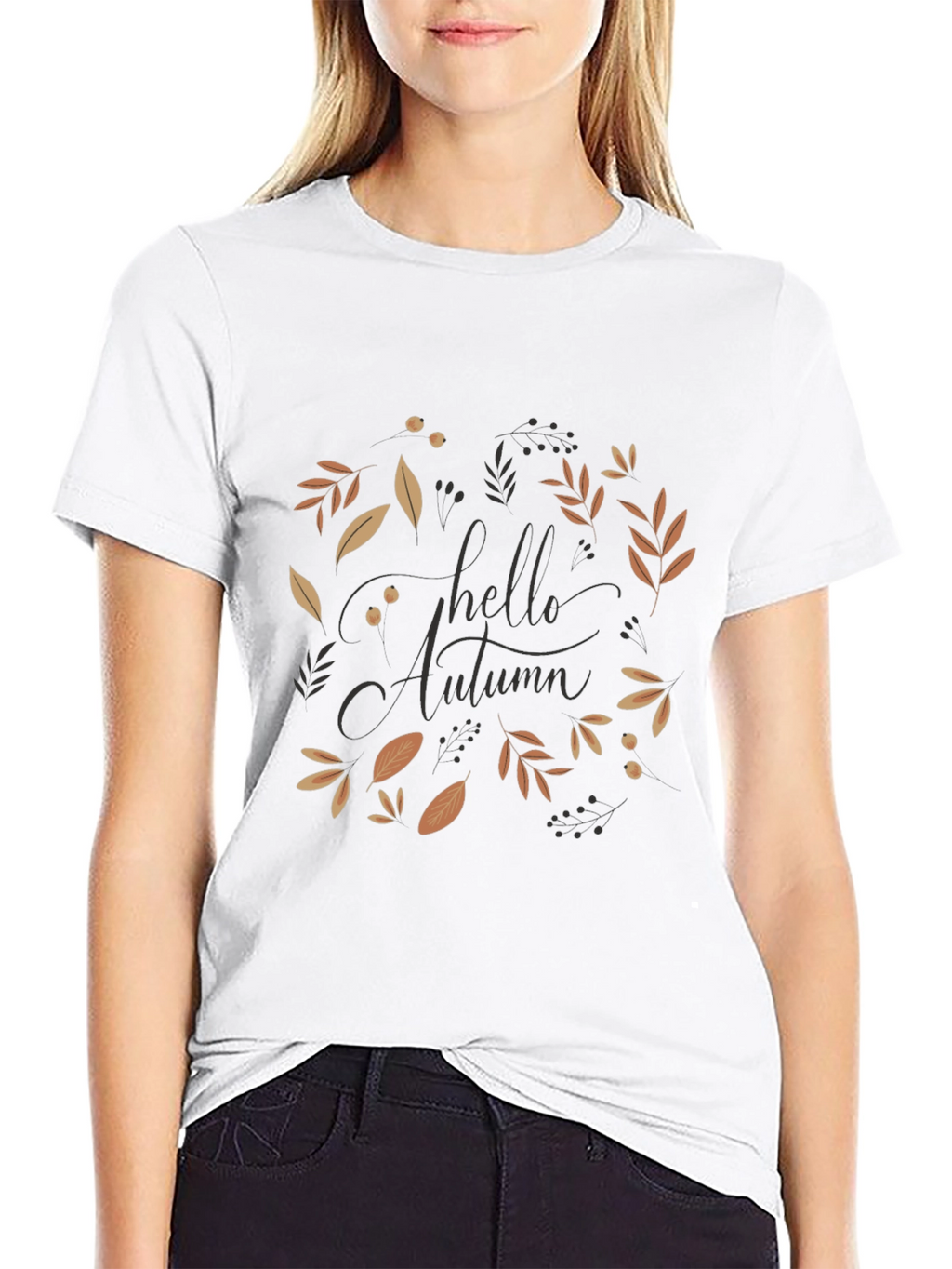 Autumn Leaves Black Graphic T-Shirt