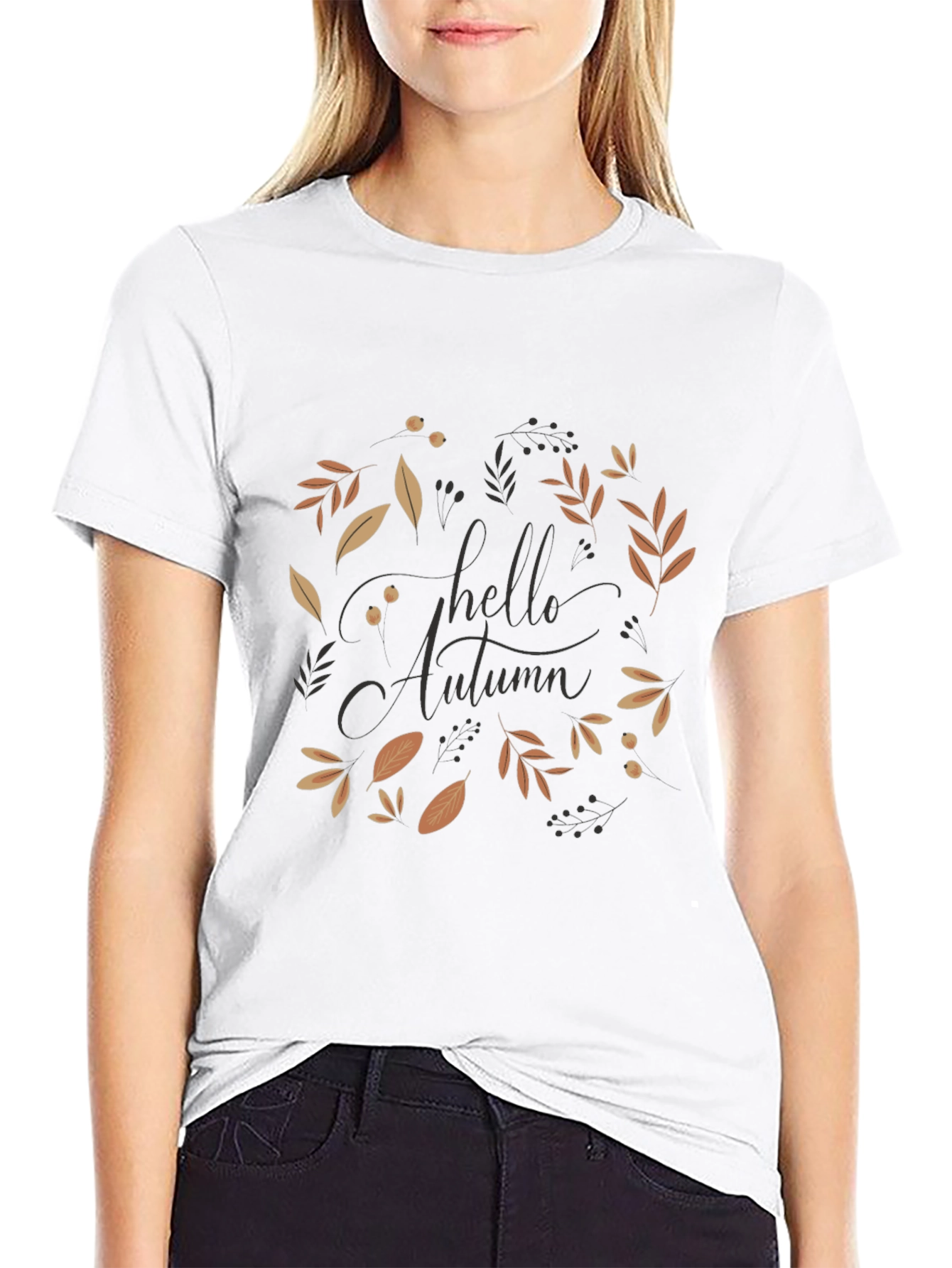 Autumn Leaves Black Graphic T-Shirt