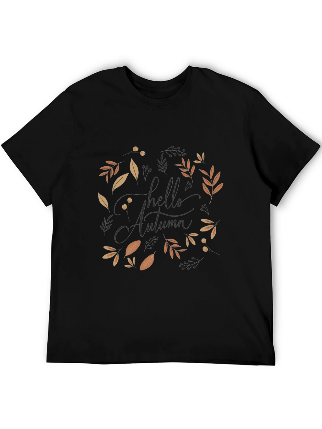 Autumn Leaves Black Graphic T-Shirt