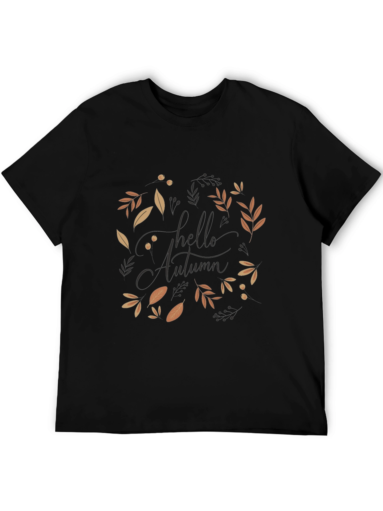 Autumn Leaves Black Graphic T-Shirt