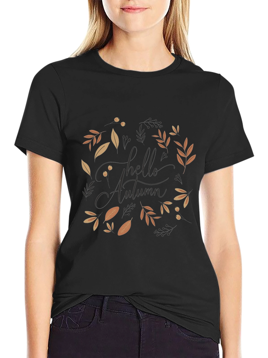 Autumn Leaves Black Graphic T-Shirt