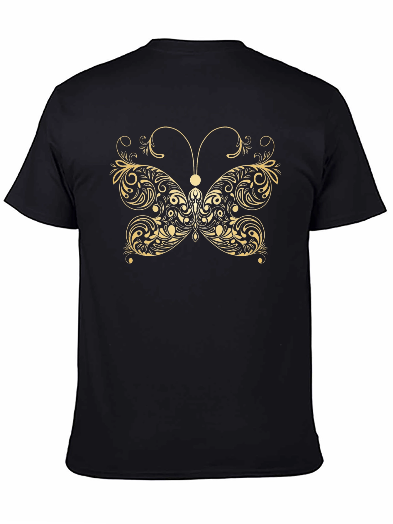 Elegant Butterfly Graphic Tee - Black