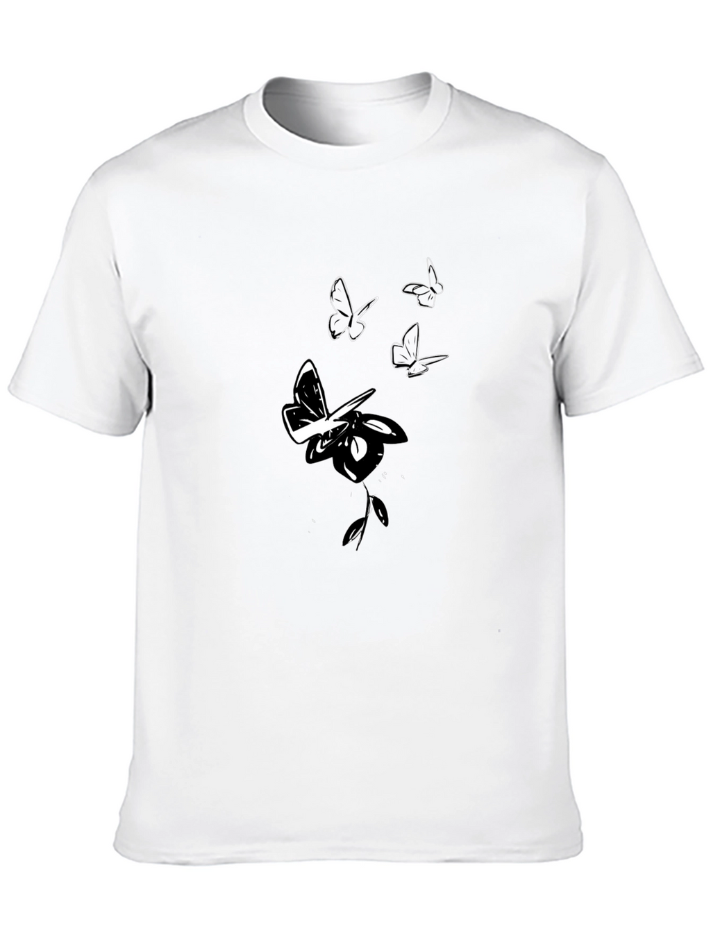 Butterfly Rose Graphic Black T-Shirt