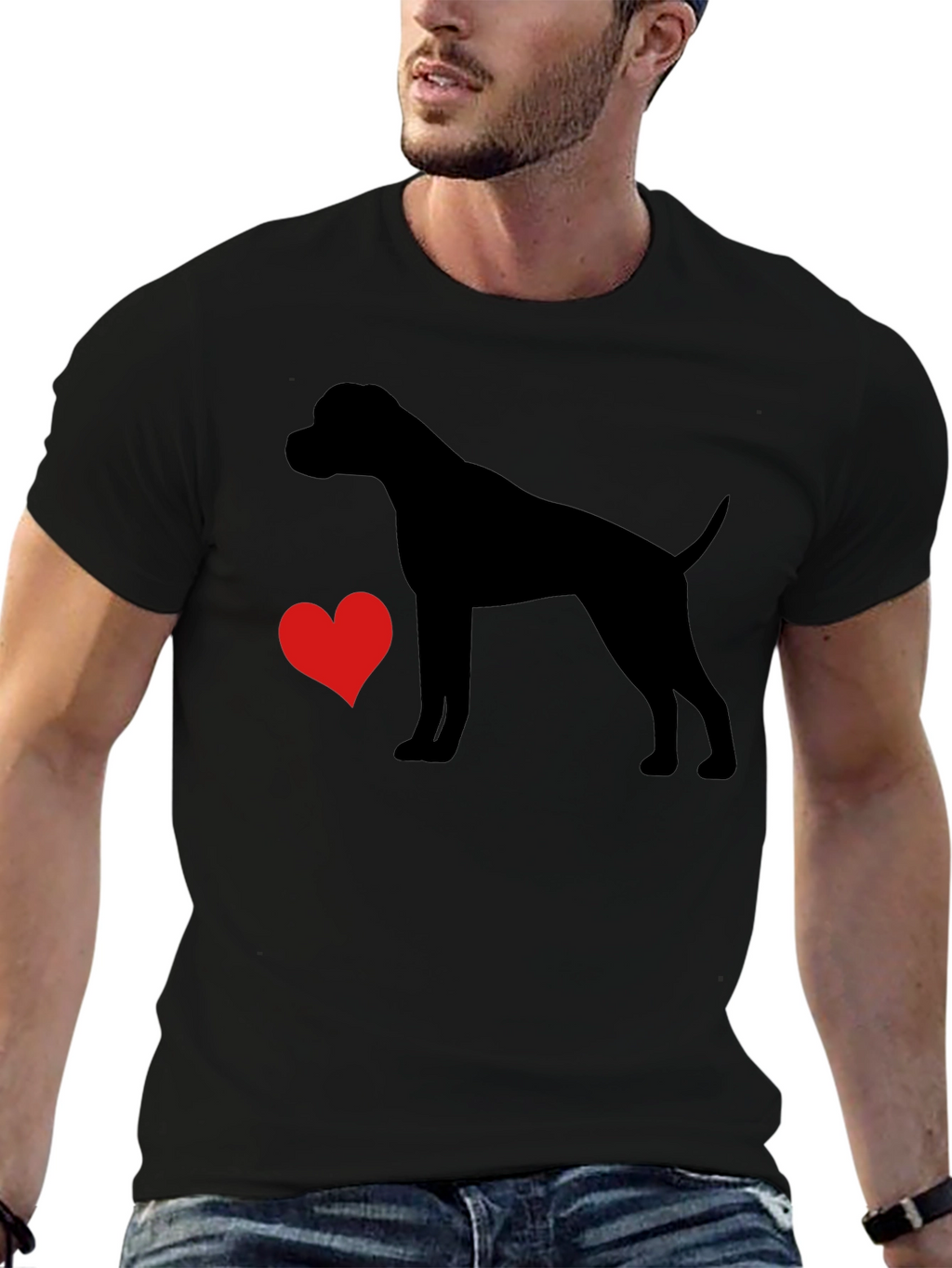 Dog Lover T-Shirt - Heart & Canine Silhouette