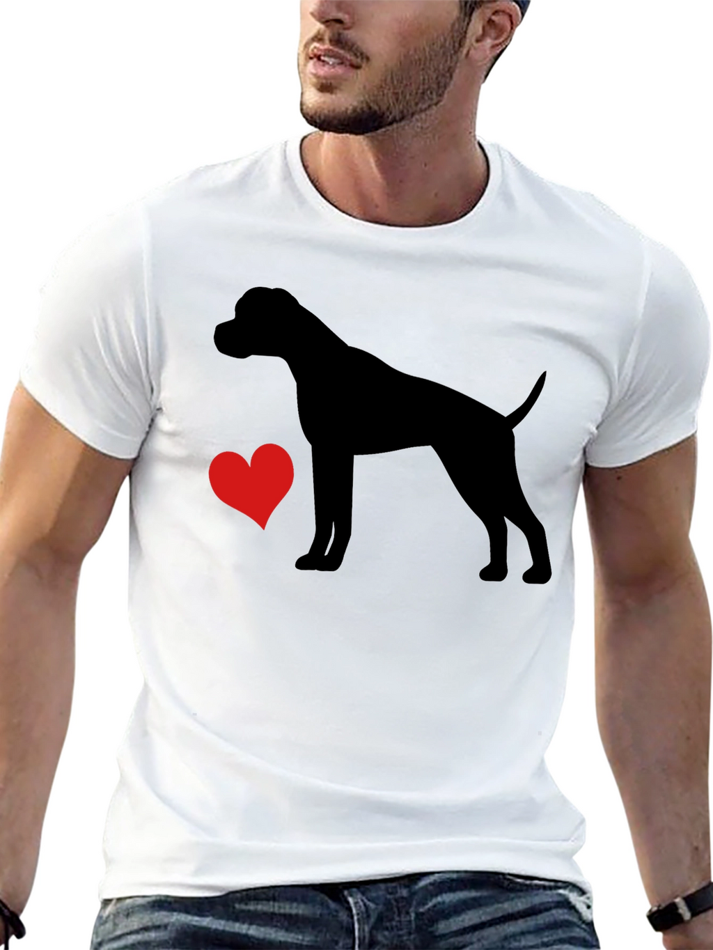 Dog Lover T-Shirt - Heart & Canine Silhouette