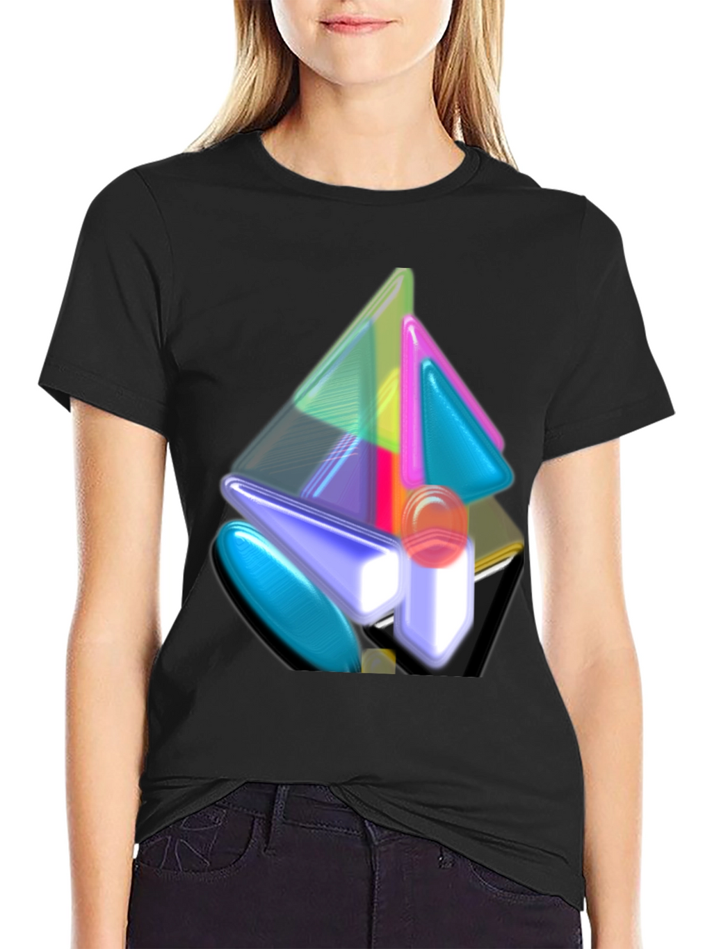 Abstract Geometric Art Mens Black T-Shirt