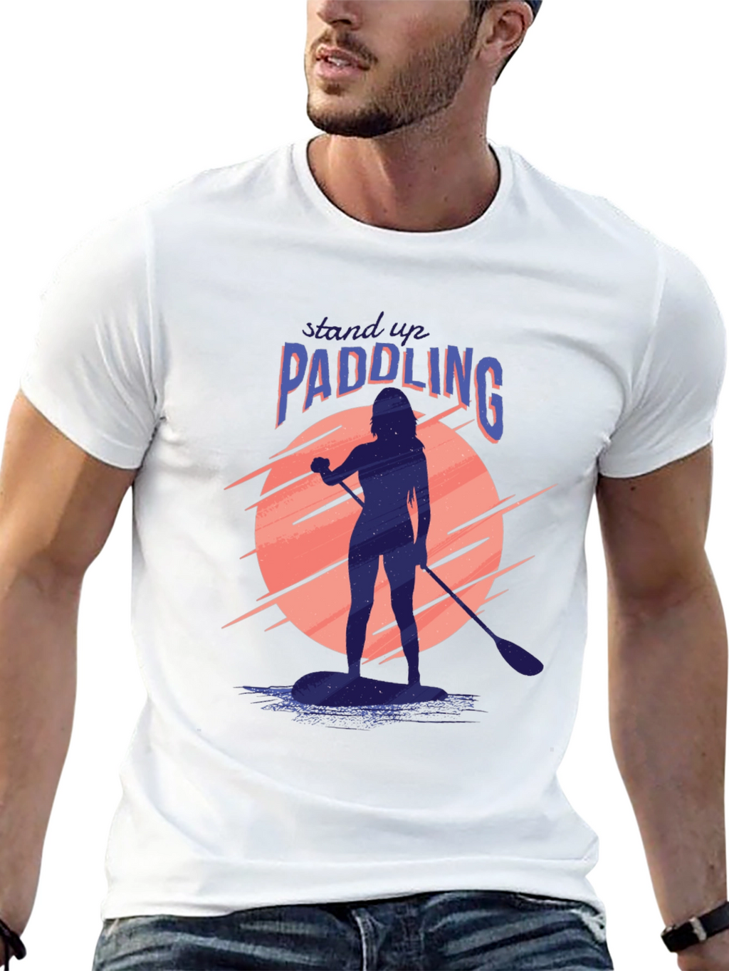 Stand Up Paddling Graphic Tee - Black Cotton