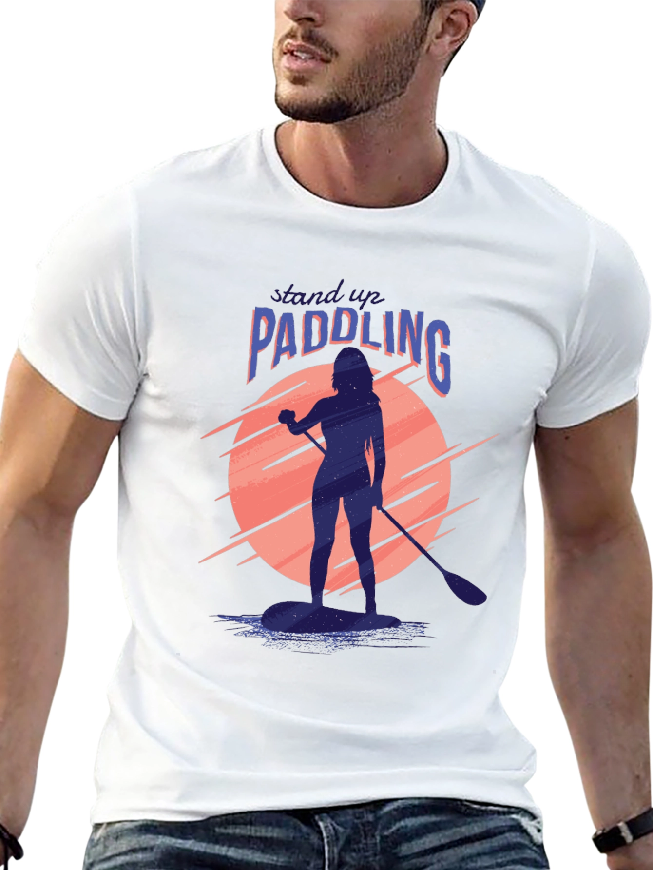 Stand Up Paddling Graphic Tee - Black Cotton