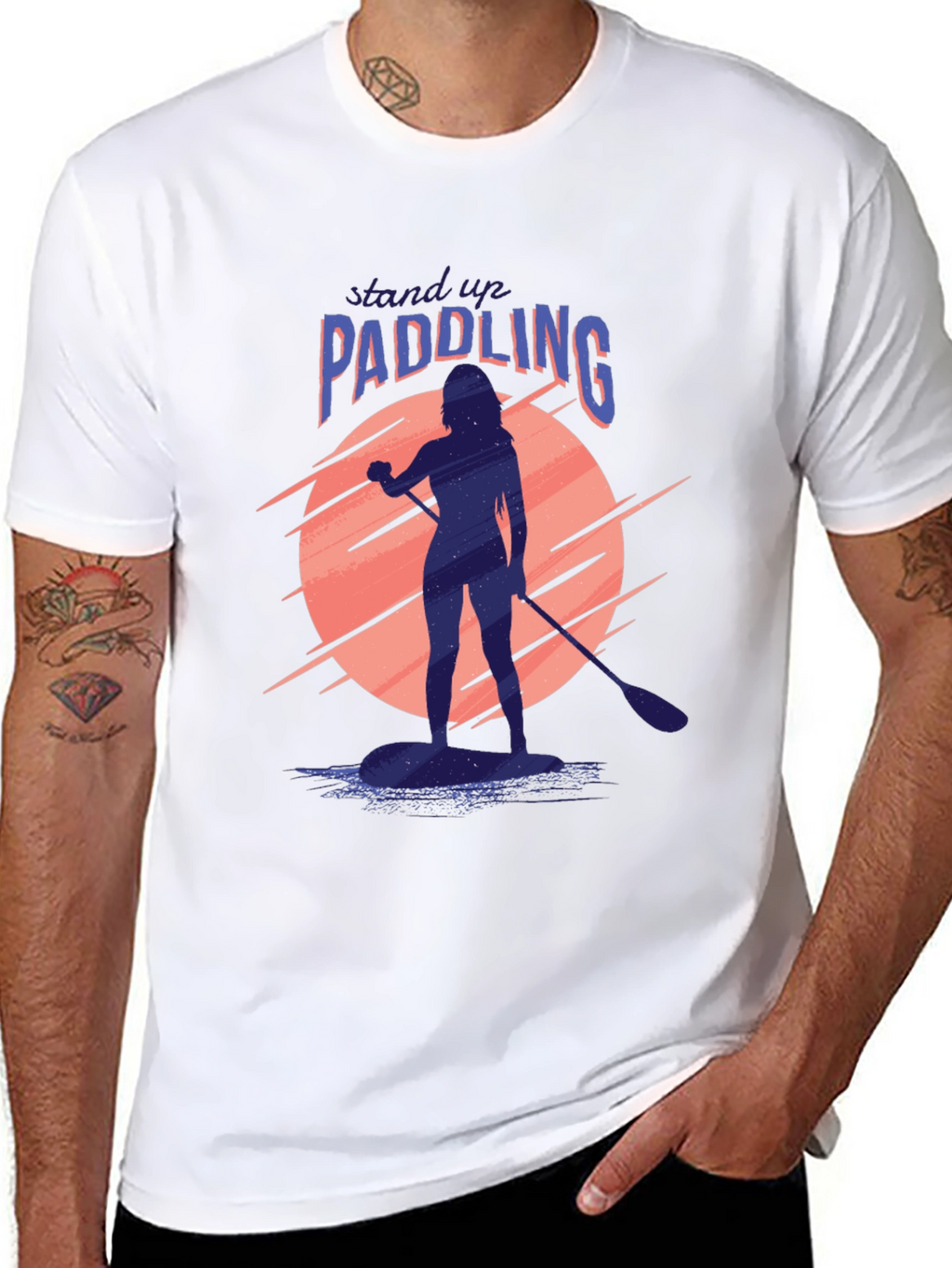 Stand Up Paddling Graphic Tee - Black Cotton
