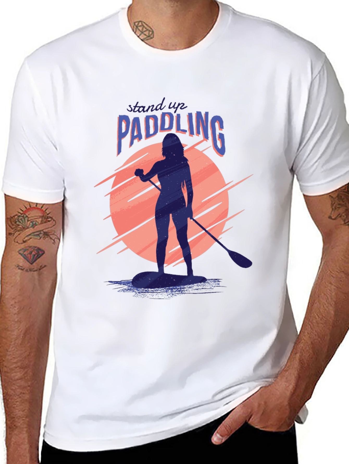 Stand Up Paddling Graphic Tee - Black Cotton