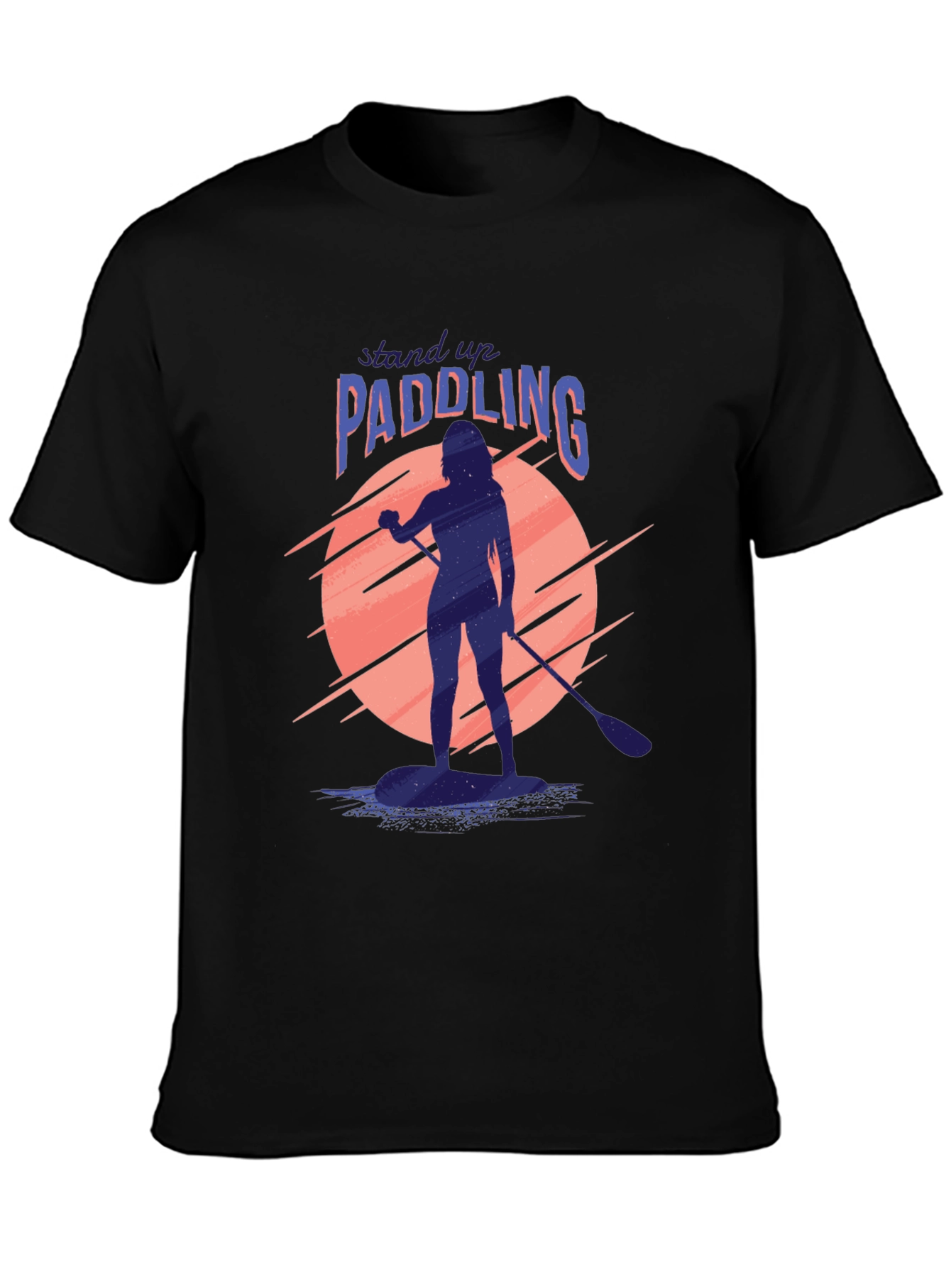 Stand Up Paddling Graphic Tee - Black Cotton