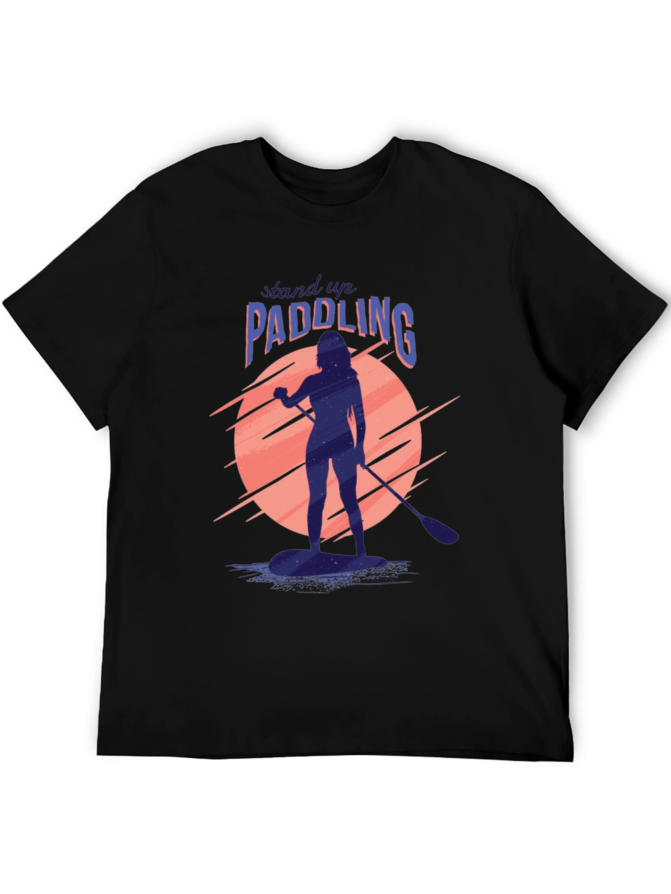 Stand Up Paddling Graphic Tee - Black Cotton
