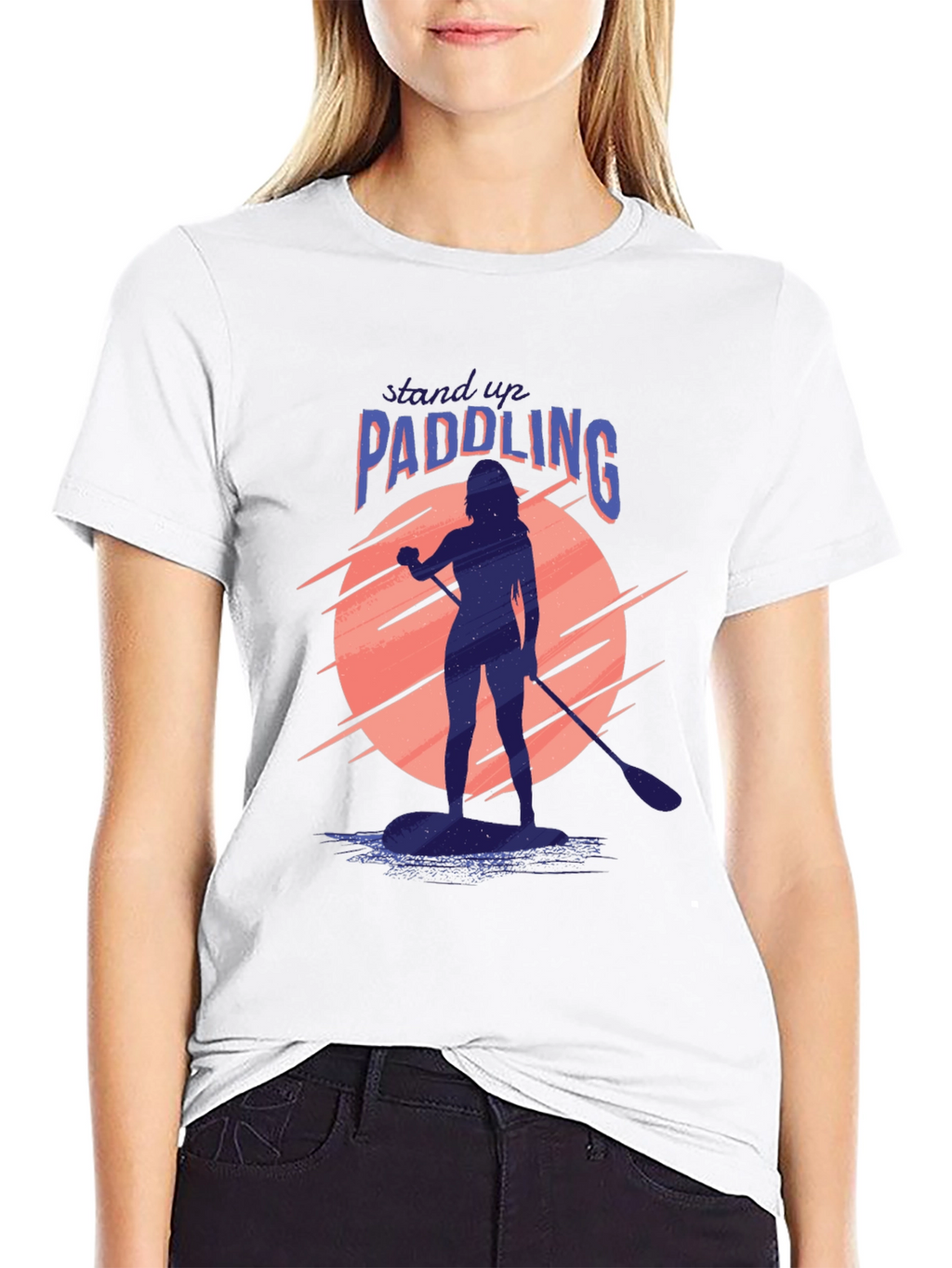 Stand Up Paddling Graphic Tee - Black Cotton
