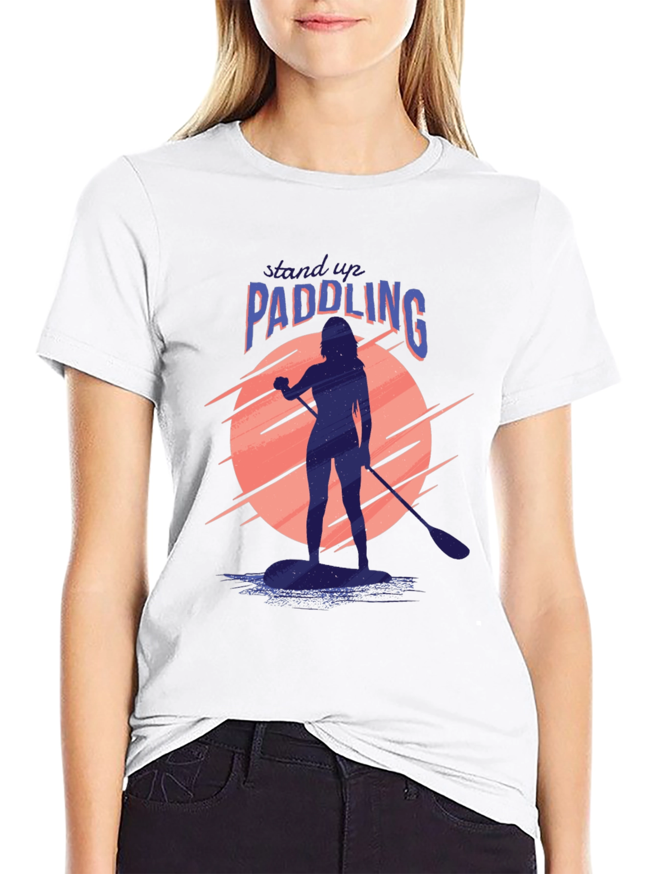 Stand Up Paddling Graphic Tee - Black Cotton