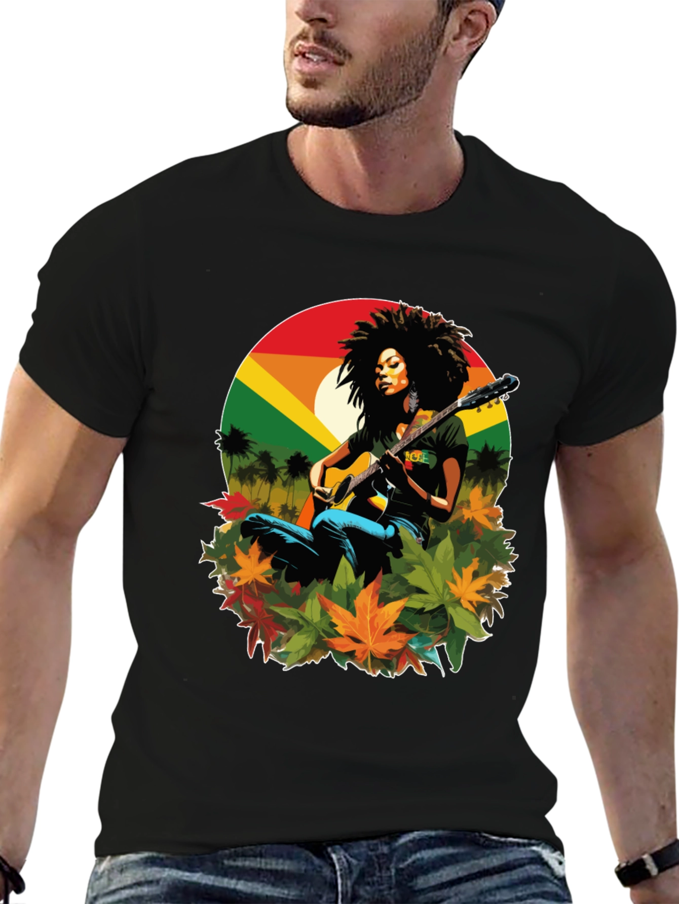 Rasta Woman Guitar Graphic Tee