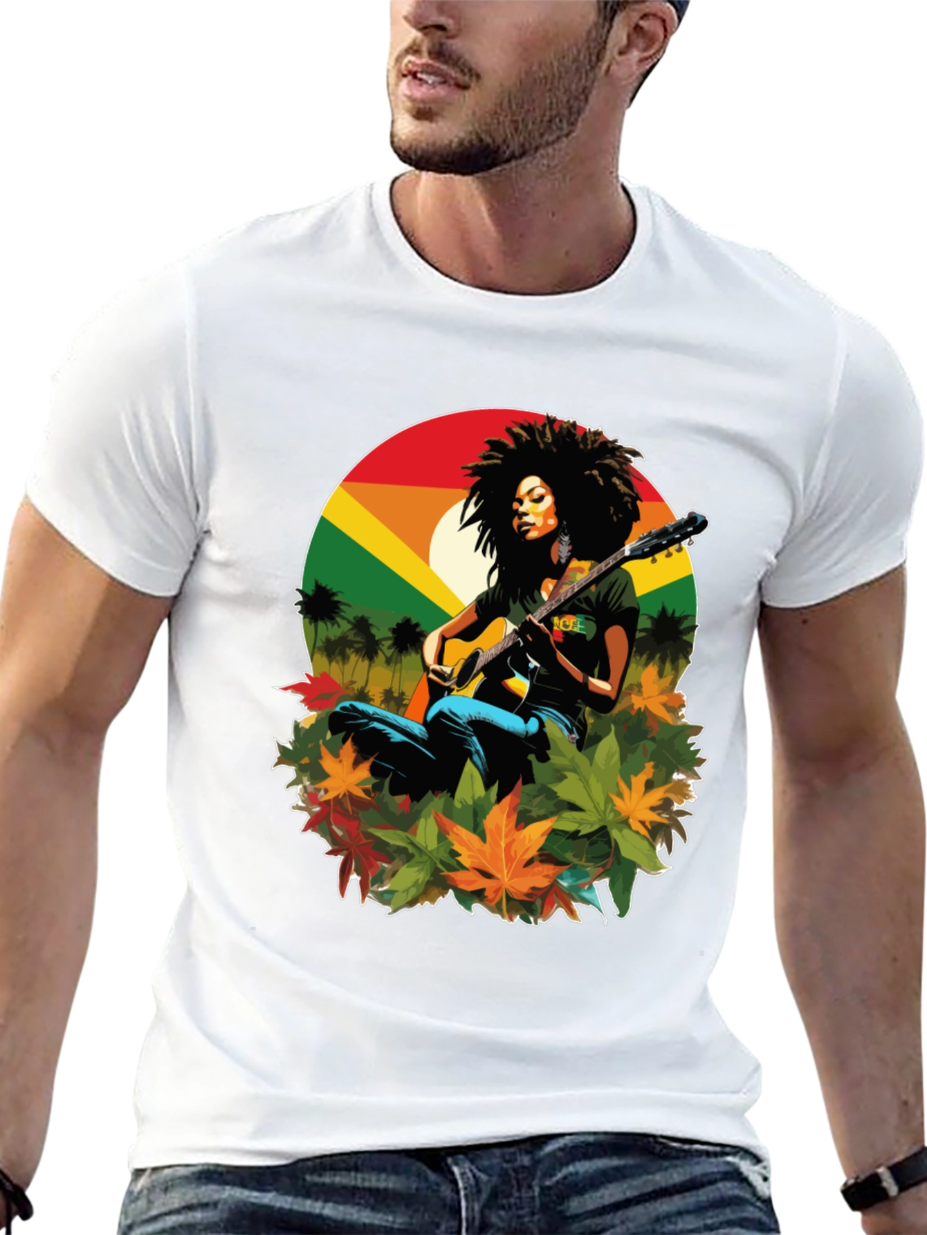 Rasta Woman Guitar Graphic Tee