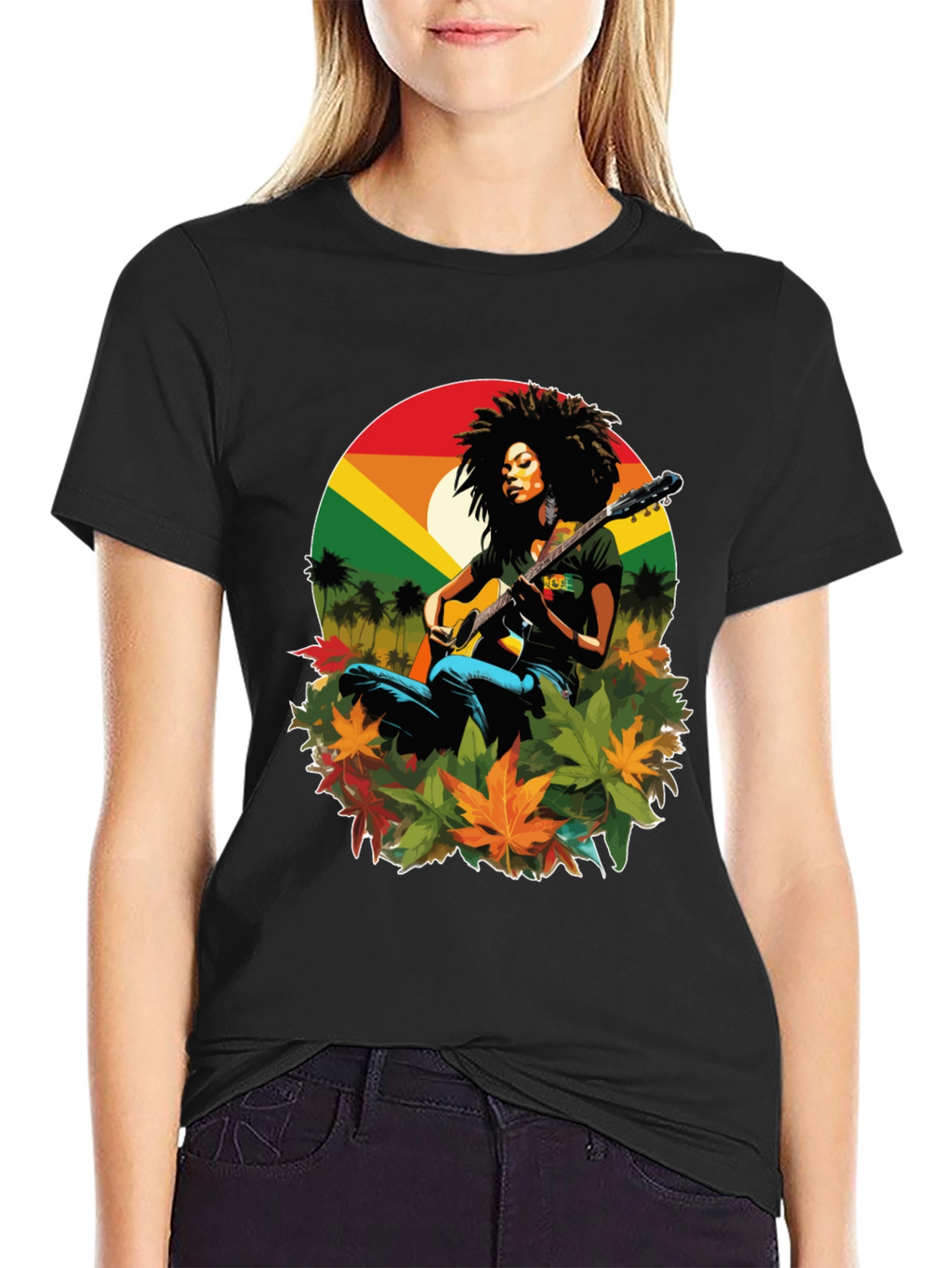Rasta Woman Guitar Graphic Tee