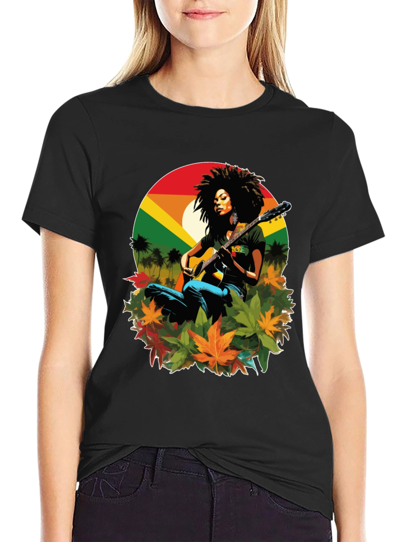 Rasta Woman Guitar Graphic Tee
