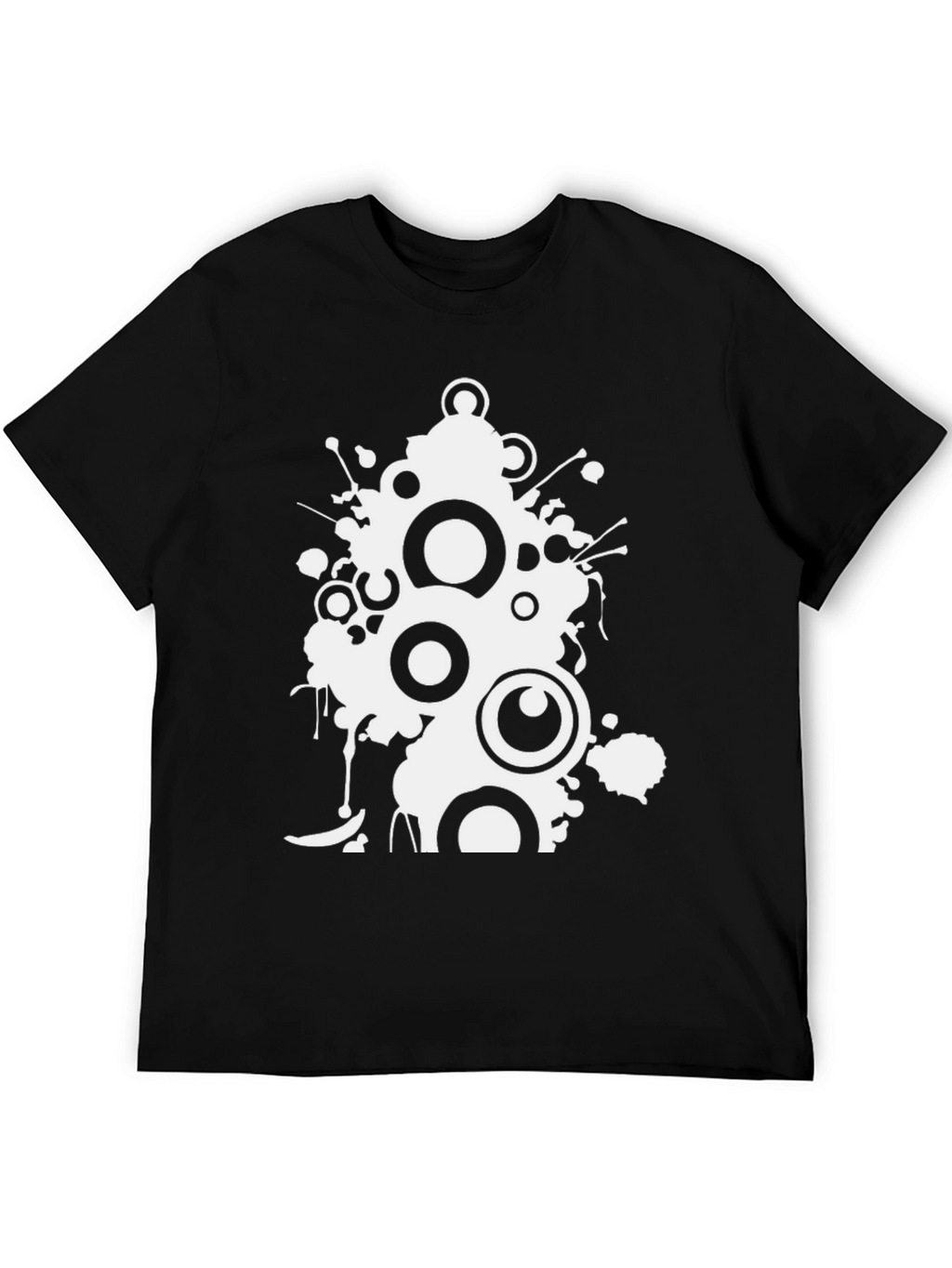Abstract Circle Print Black T-Shirt
