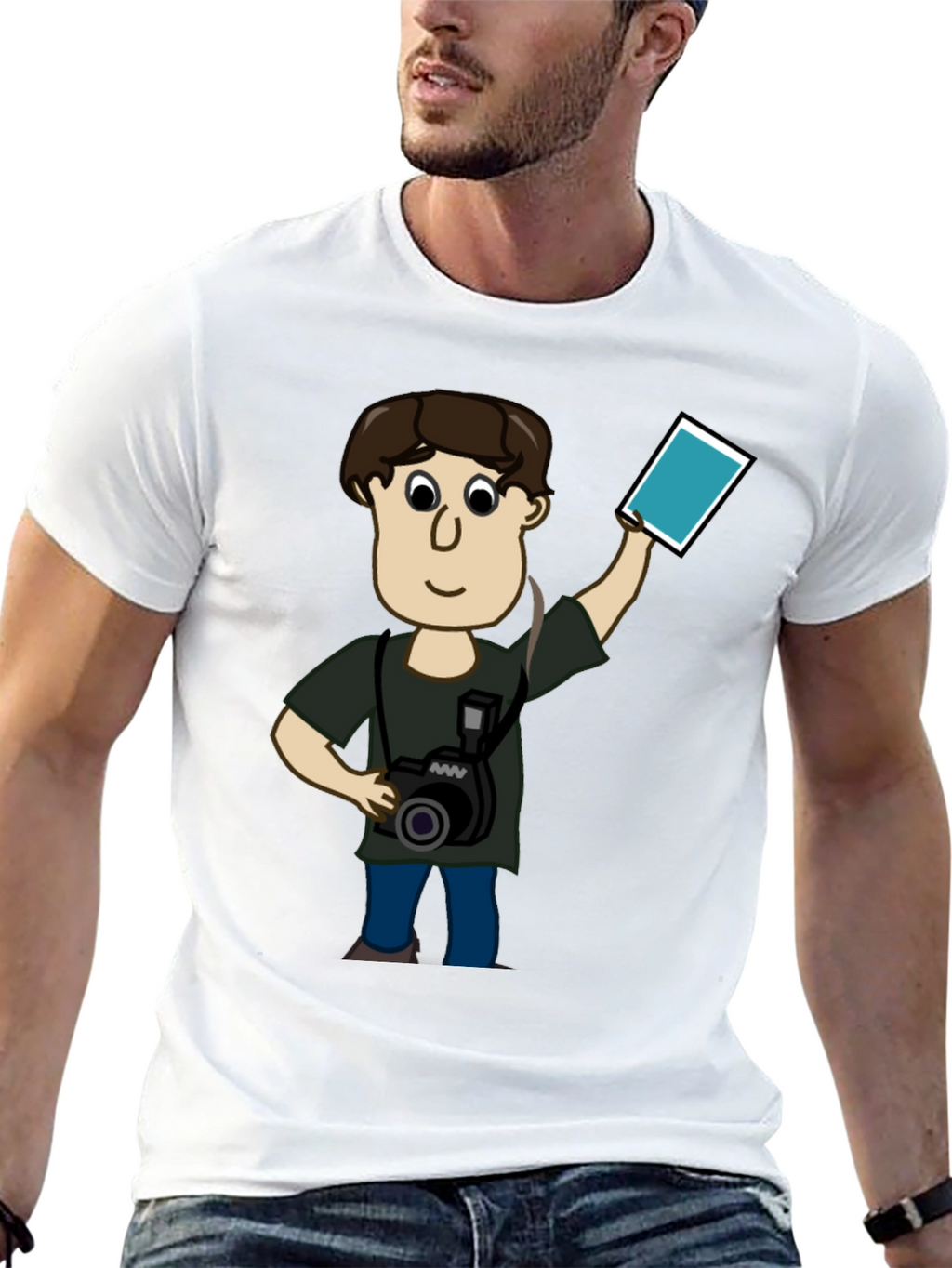 Cartoon Photographer Black T-Shirt