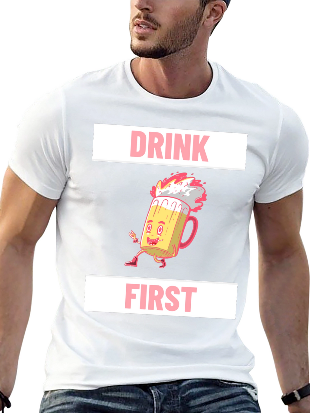 Drink First Graphic Tee - Mens Black T-Shirt
