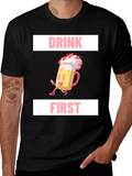 Drink First Graphic Tee - Mens Black T-Shirt