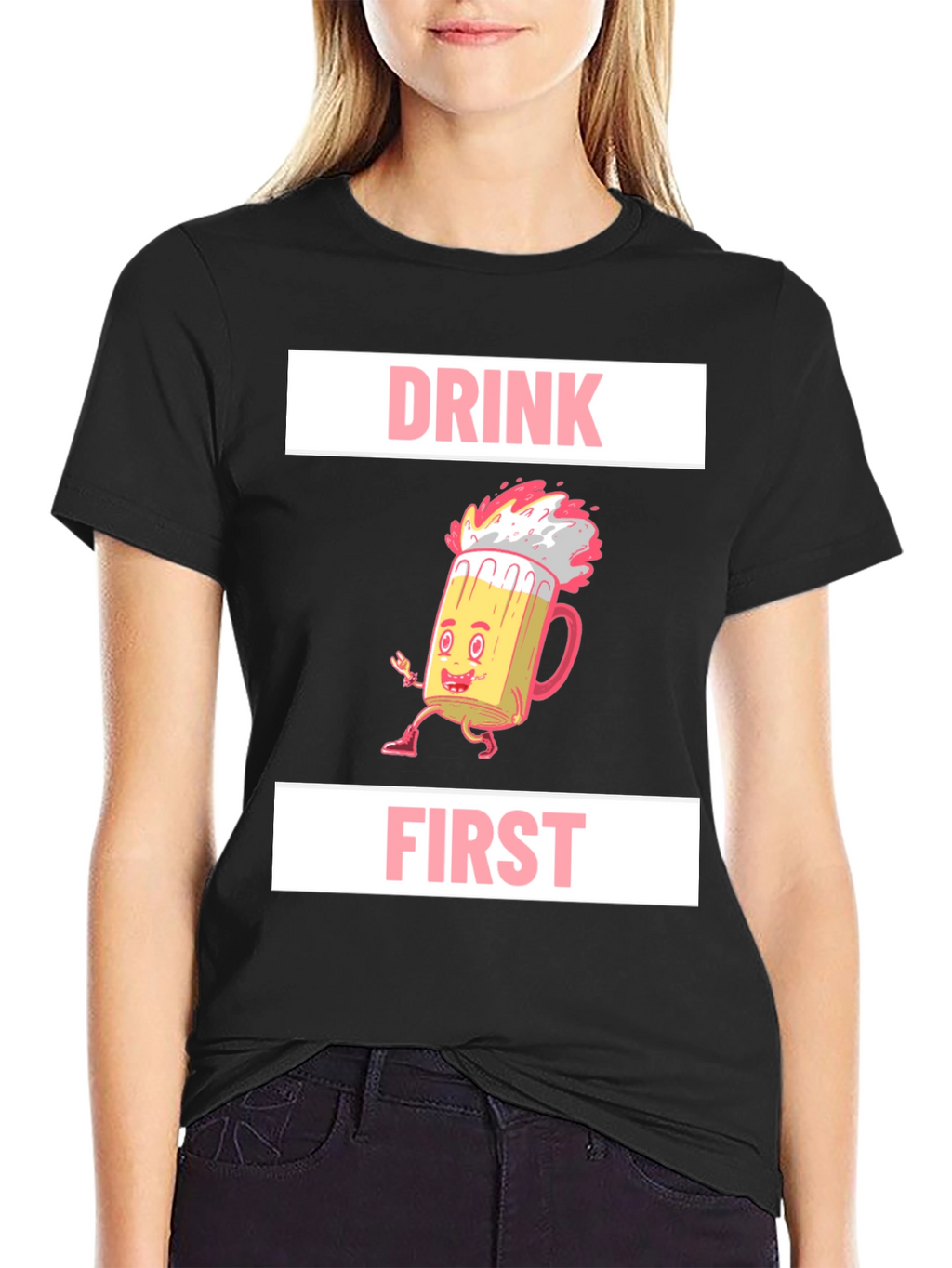 Drink First Graphic Tee - Mens Black T-Shirt